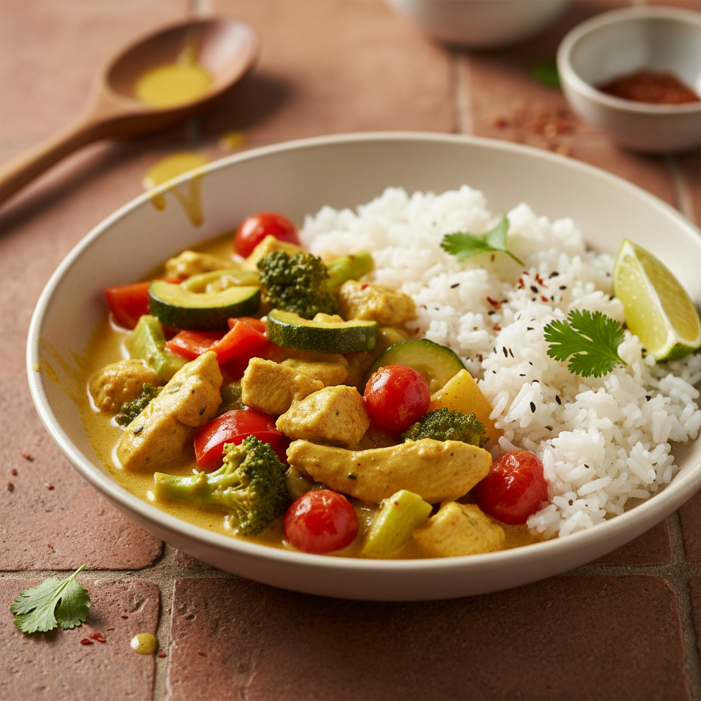Curry Asiatique Léger aux Légumes et Poulet