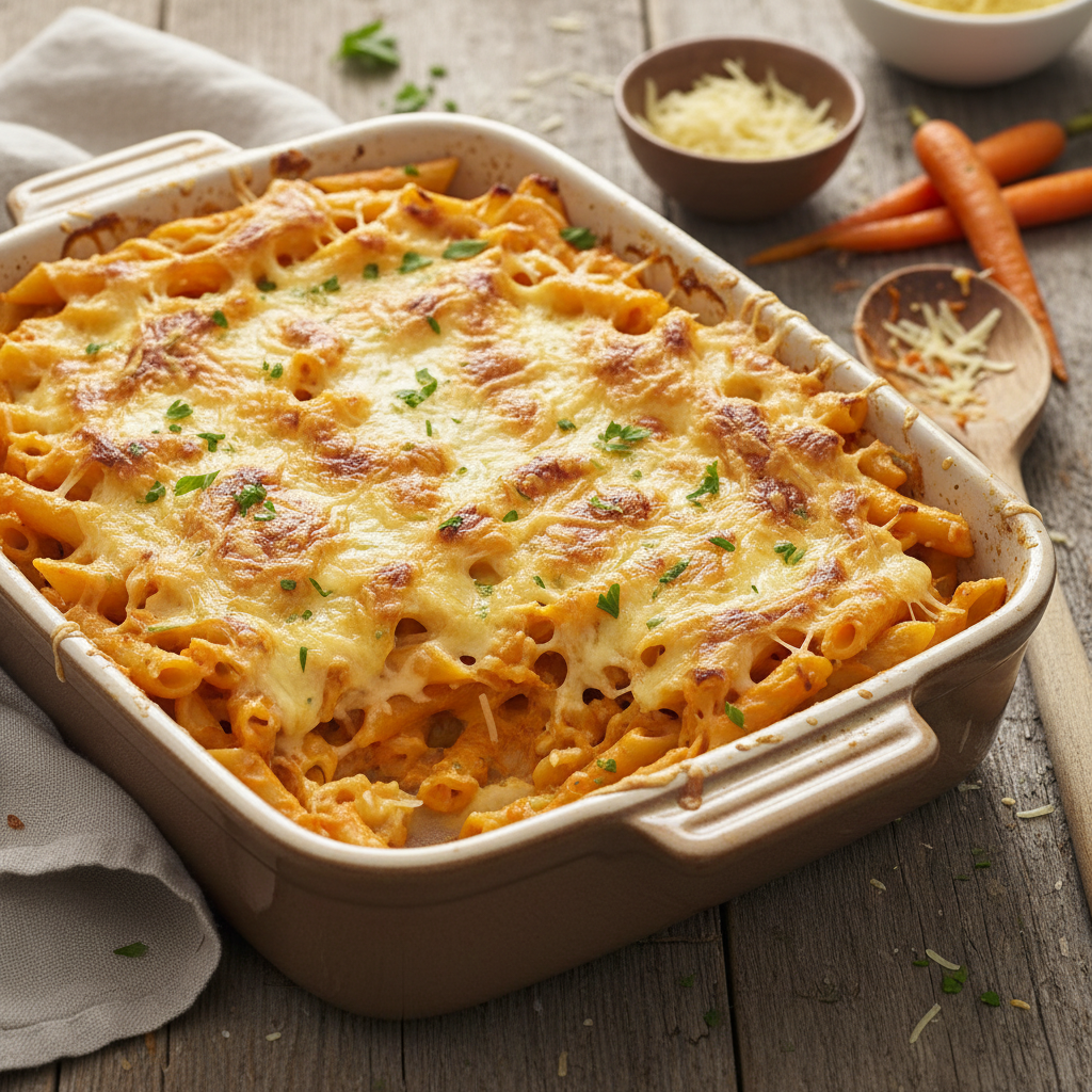 Penne à la Sauce de Carottes et Gruyère
