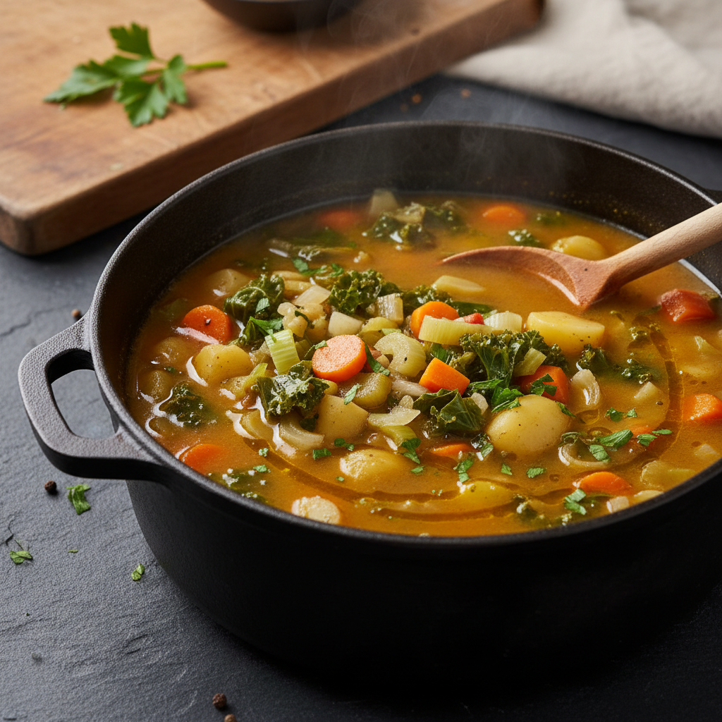 Soupe réconfortante de légumes et pommes de terre