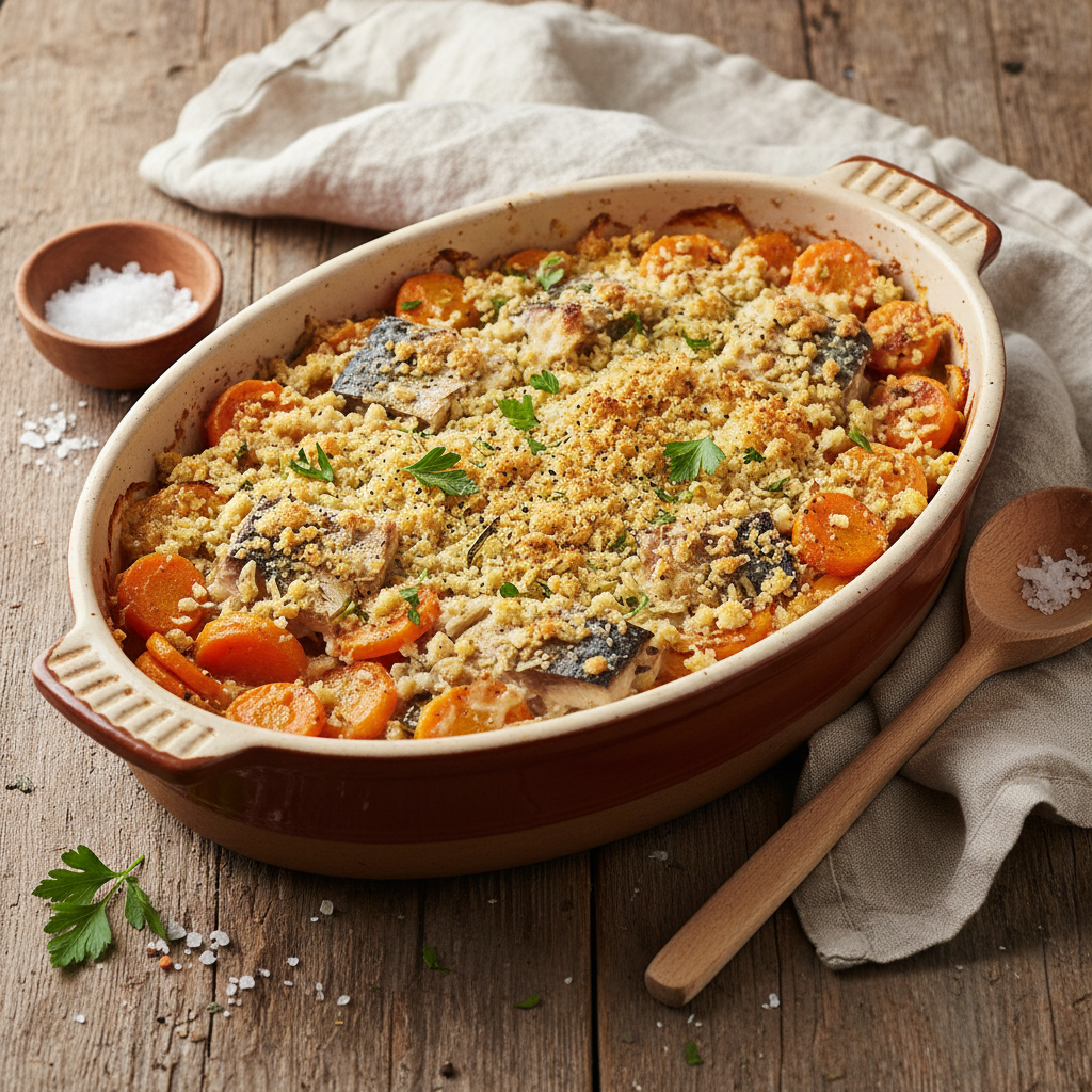 Gratin de Carottes et Poisson au Four