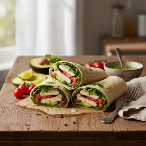 Chicken, Avocado and Tomato Wraps