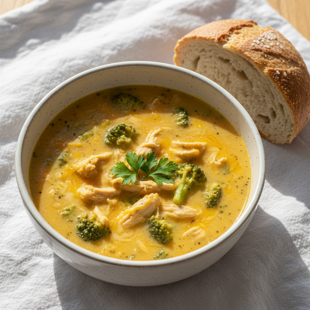 Velouté de poulet au brocoli et cheddar