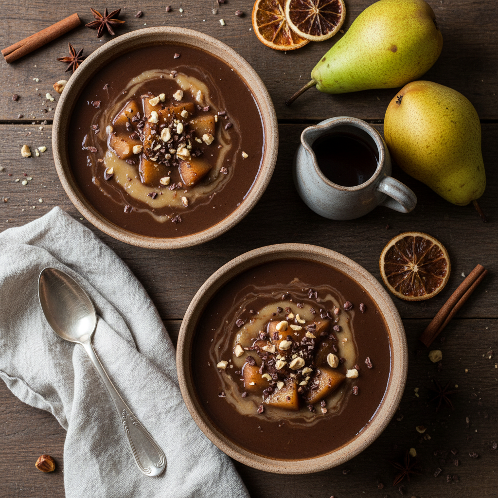 Soup de Poire et Chocolat (Dessert Chaud)