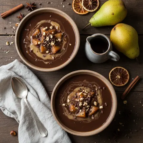 Birnen-Schokolade-Suppe (warmes Dessert)