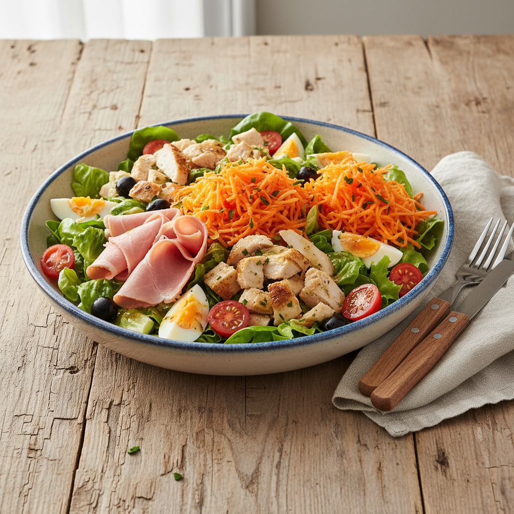 Salade Composée Jambon, Poulet et Carottes