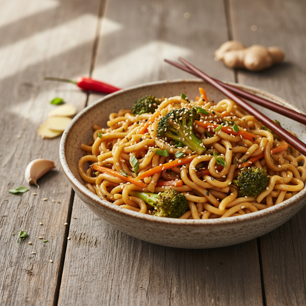 Pâtes Asiatiques aux Légumes et Sauce Soja