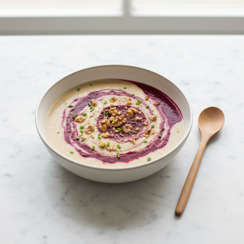 Velouté de Chou-fleur et Betterave aux Noix