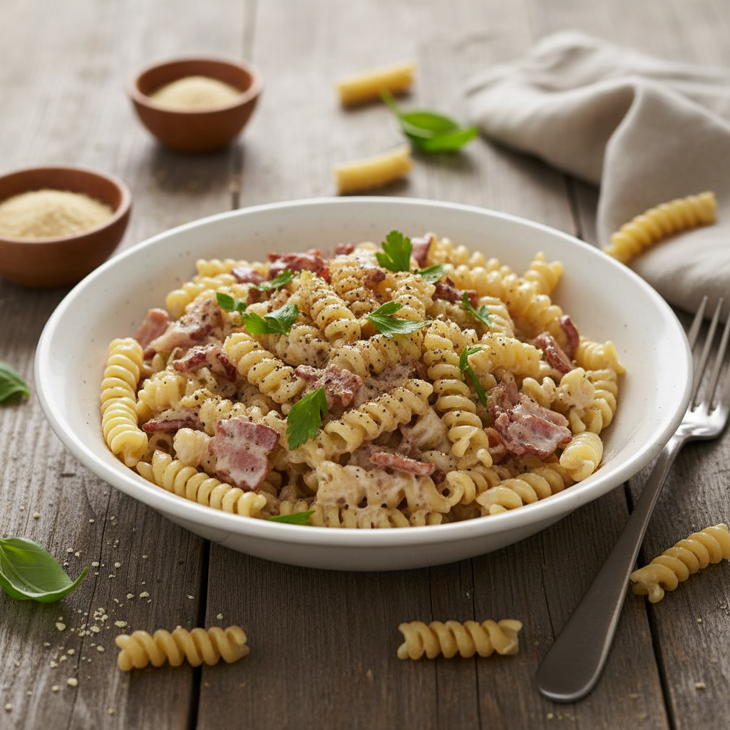 Pâtes carbonara végétarienne (sans œuf)