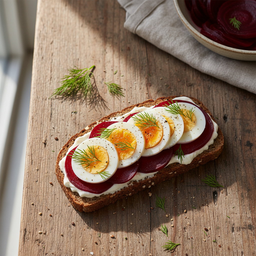 Smørrebrød aux Œufs et Betteraves