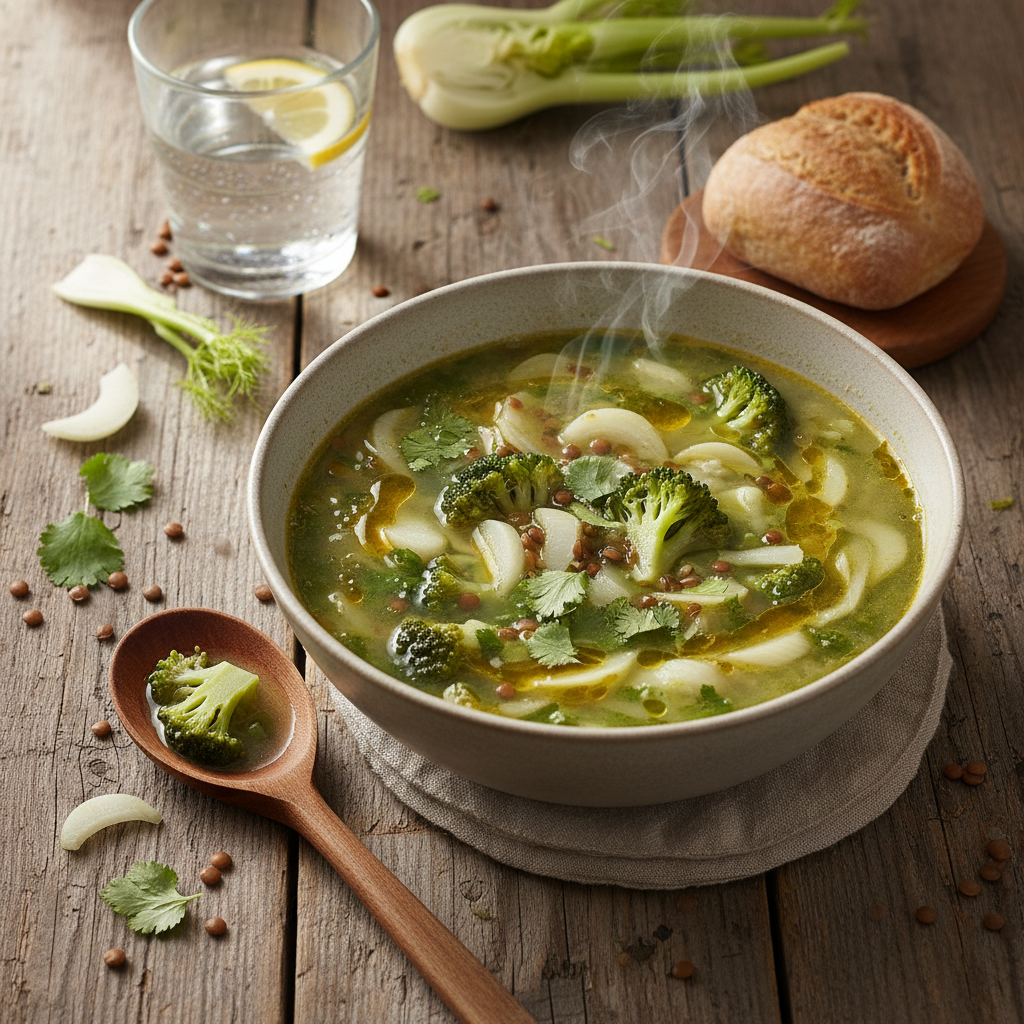 Soupe Asiatique Fenouil-Brocoli aux Lentilles