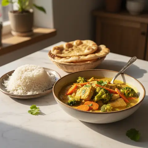 Asian Curry with Fish, Broccoli and Carrot