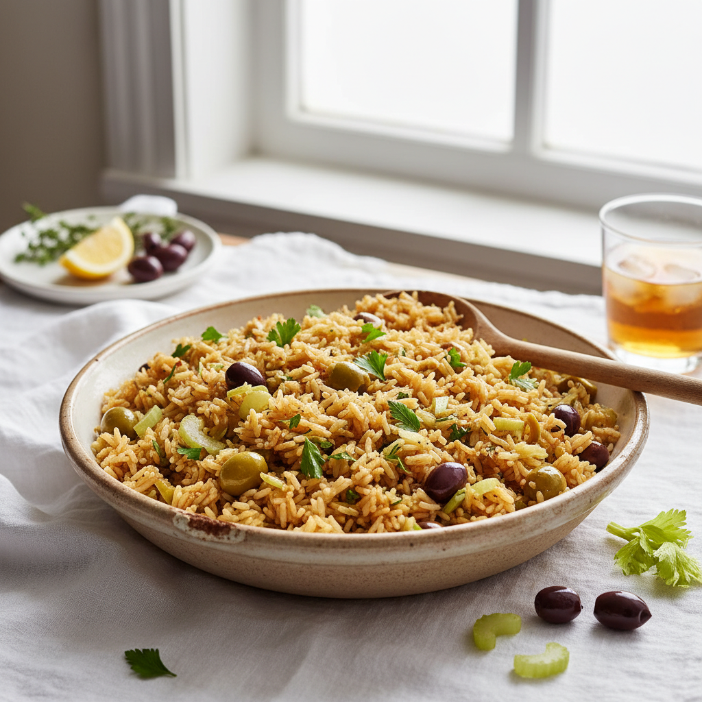 Riz Sauté aux Olives et Céleri