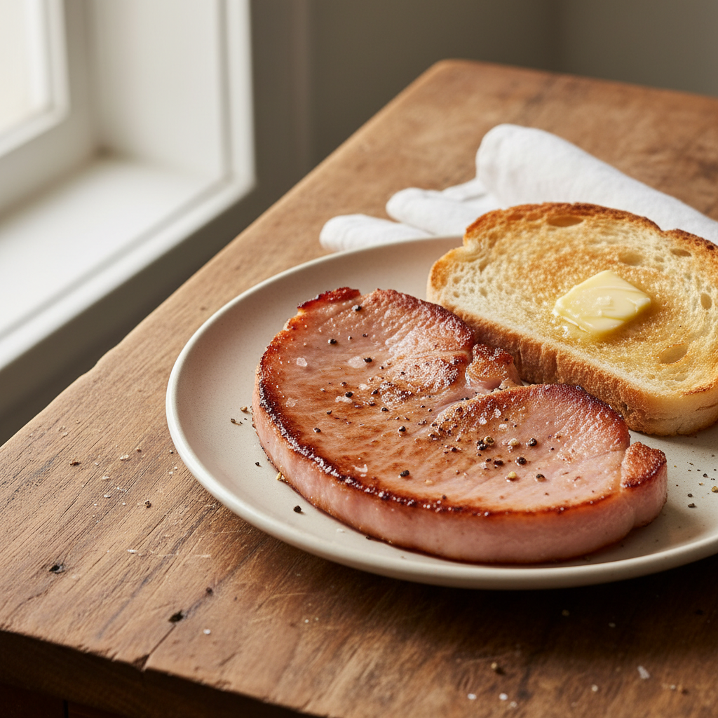 Jambon poêlé simple avec pain de mie