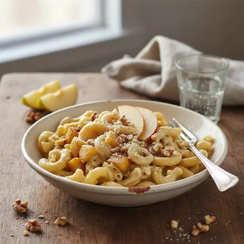 Cremige Nudeln mit Apfel und Weißschokolade
