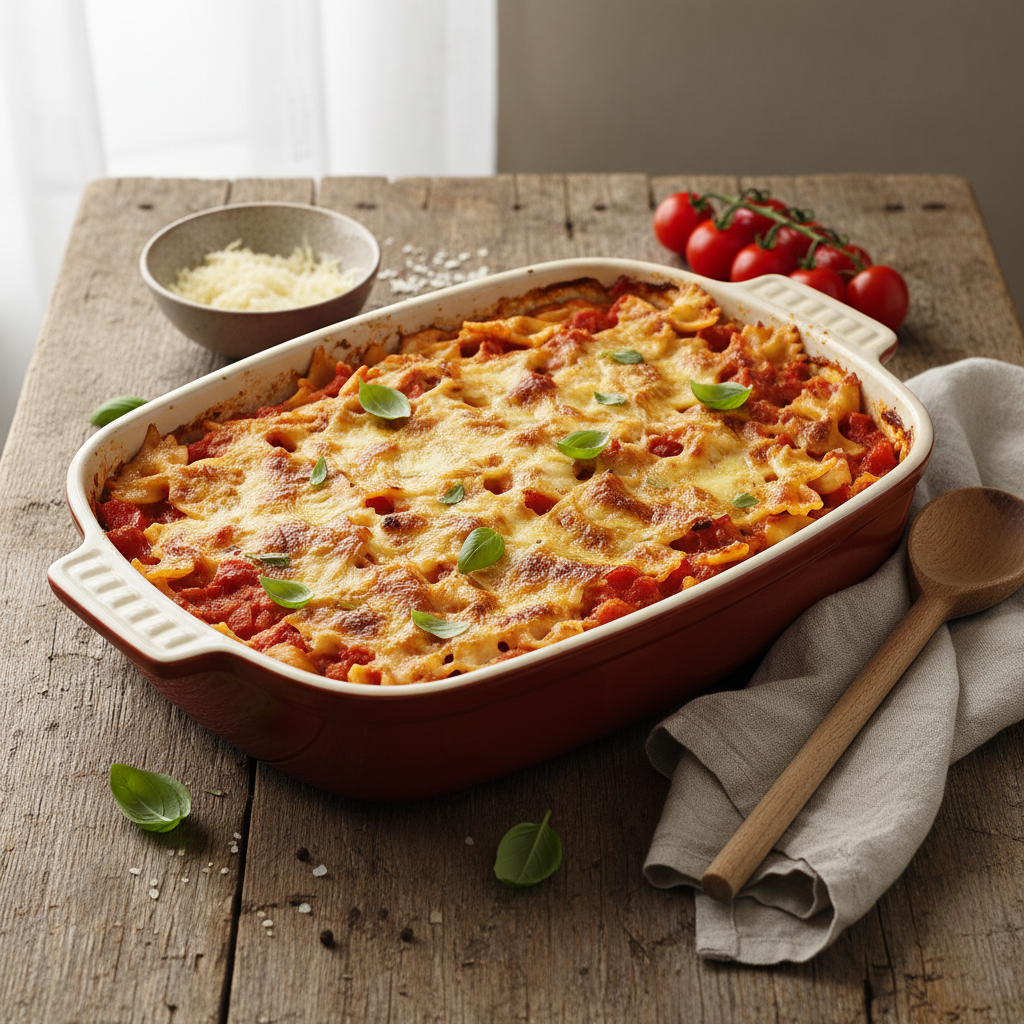 Farfalles Gratinées aux Tomates et Fromage