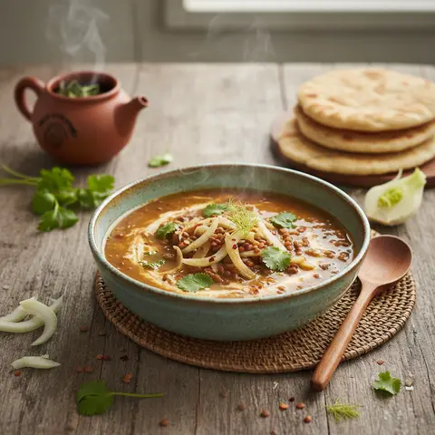 Asiatische Linsen- und Fenchelsuppe