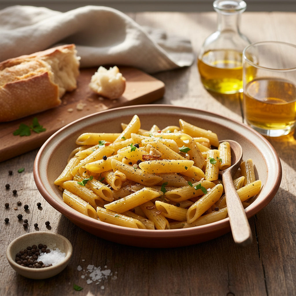 Pennes à l'Huile d'Olive et Poivre (Aglio e Olio)