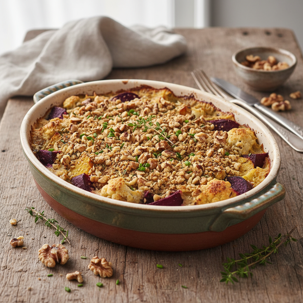 Gratin de Chou-fleur et Betterave aux Noix