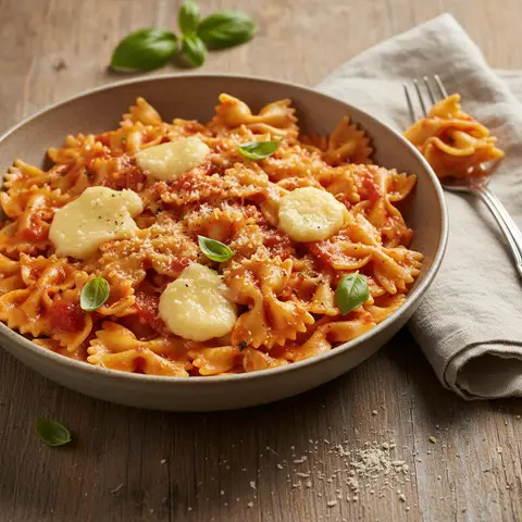 Farfalle in Tomatensoße mit Comté