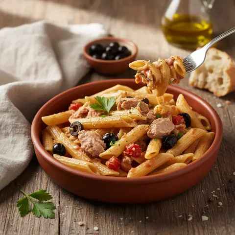 Penne mit Thunfisch und Oliven