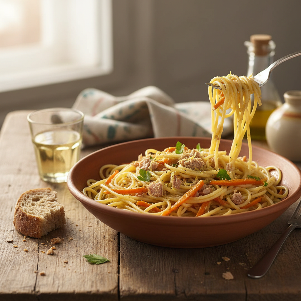 Spaghettis Thon-Carotte