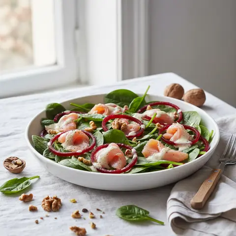 Smoked Trout Salad with Spinach and Beets