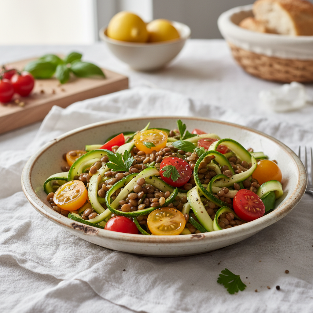 Salade de Lentilles, Courgettes et Tomates Cerises