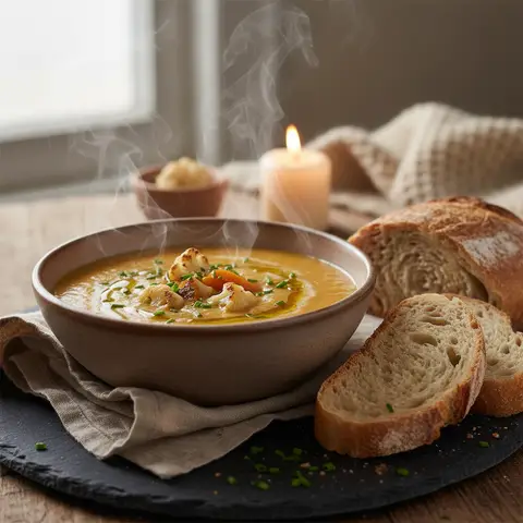 Blumenkohl- und Möhren-Creme-Suppe