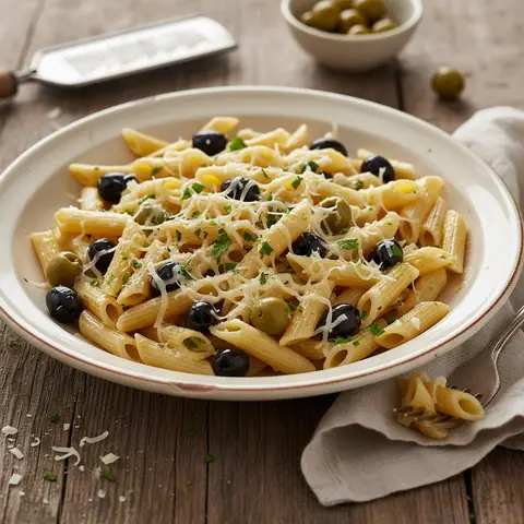 Penne mit Oliven und Gruyère