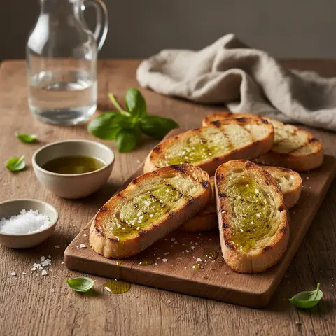 Knoblauchtoast mit Olivenöl