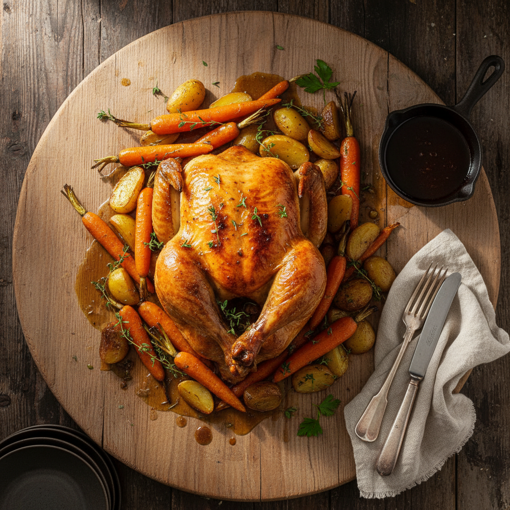 Poulet rôti aux légumes