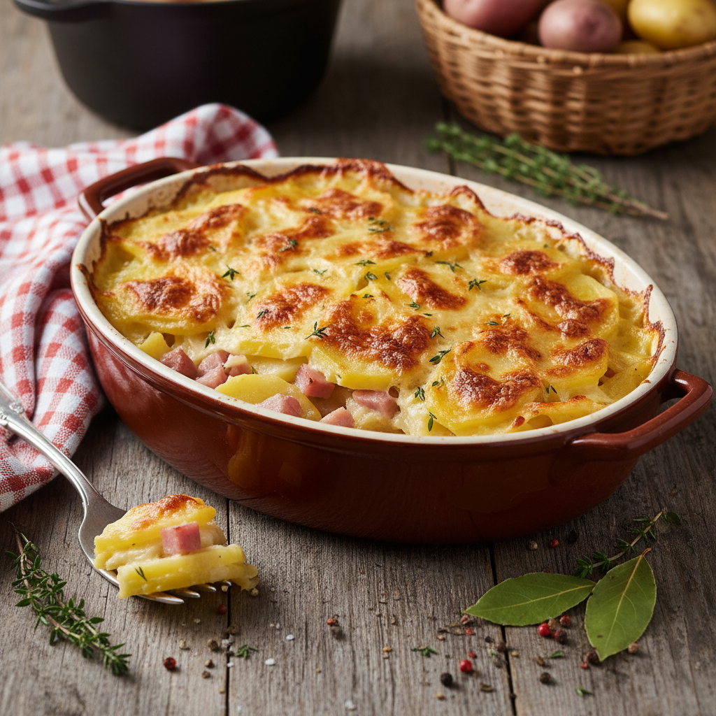 Gratin de pommes de terre et jambon