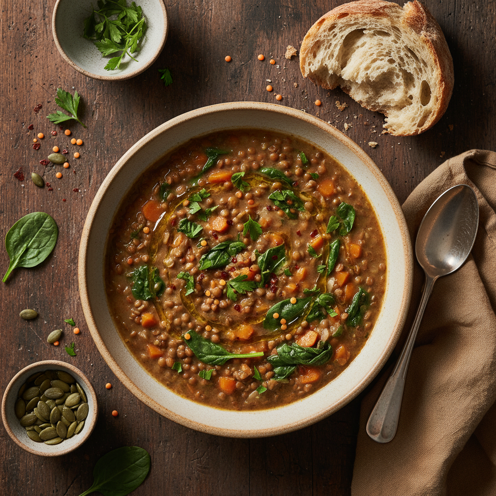Soupe de Lentilles et Épinards