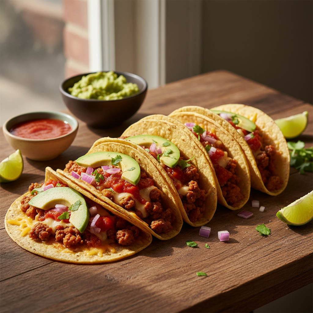 Tacos Mexicains Garnis de Légumes et Fromage