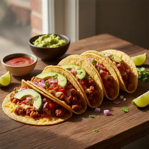 Mexican Tacos with Vegetables and Cheese