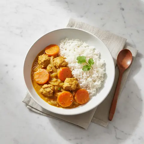 Thunfisch-Curry mit Karotten und Reis