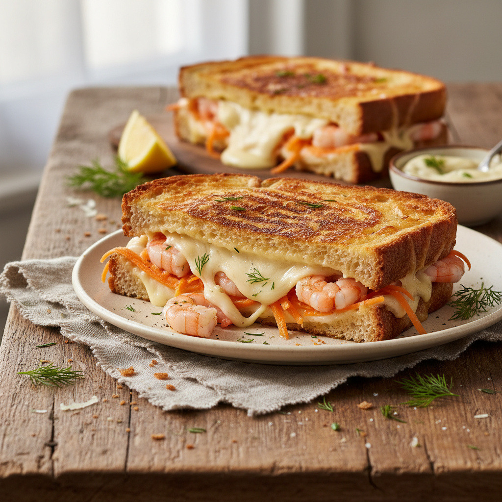 Croque Monsieur Gourmand aux Crevettes et Carotte