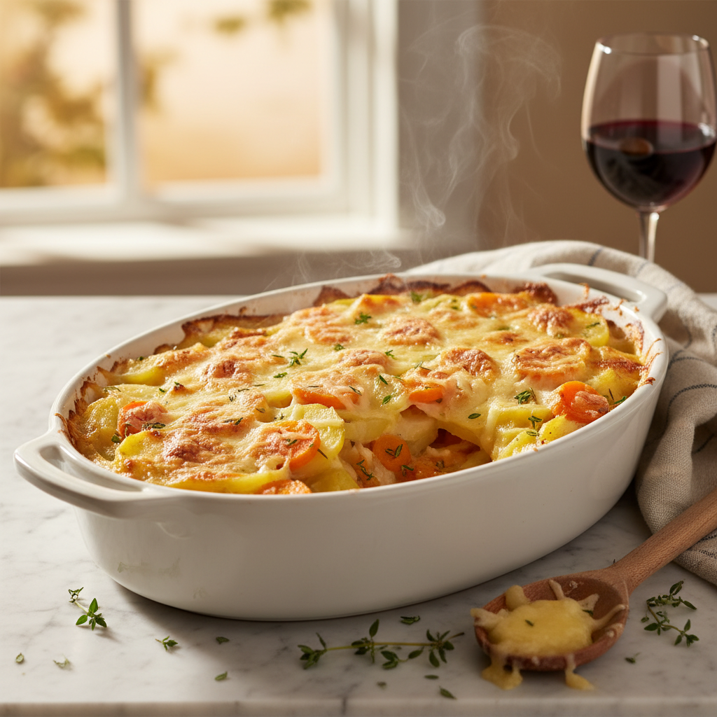 Gratin de pommes de terre et carottes