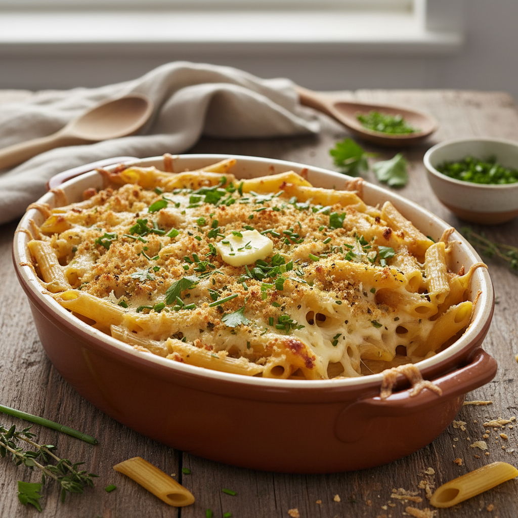 Gratin de Penne au Fromage et Herbes