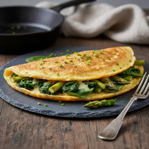 Omelett mit Spinat und Spargel