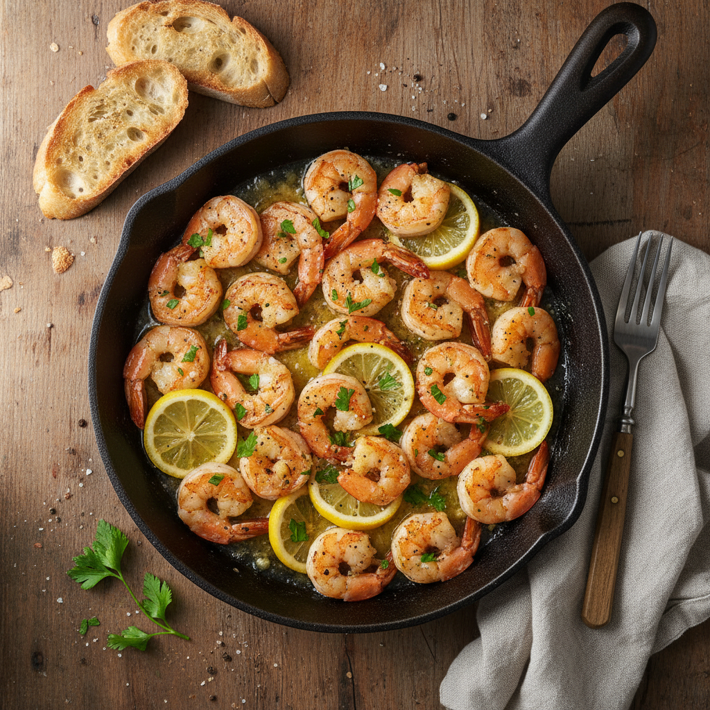 Poêlée de Crevettes Beurre et Citron