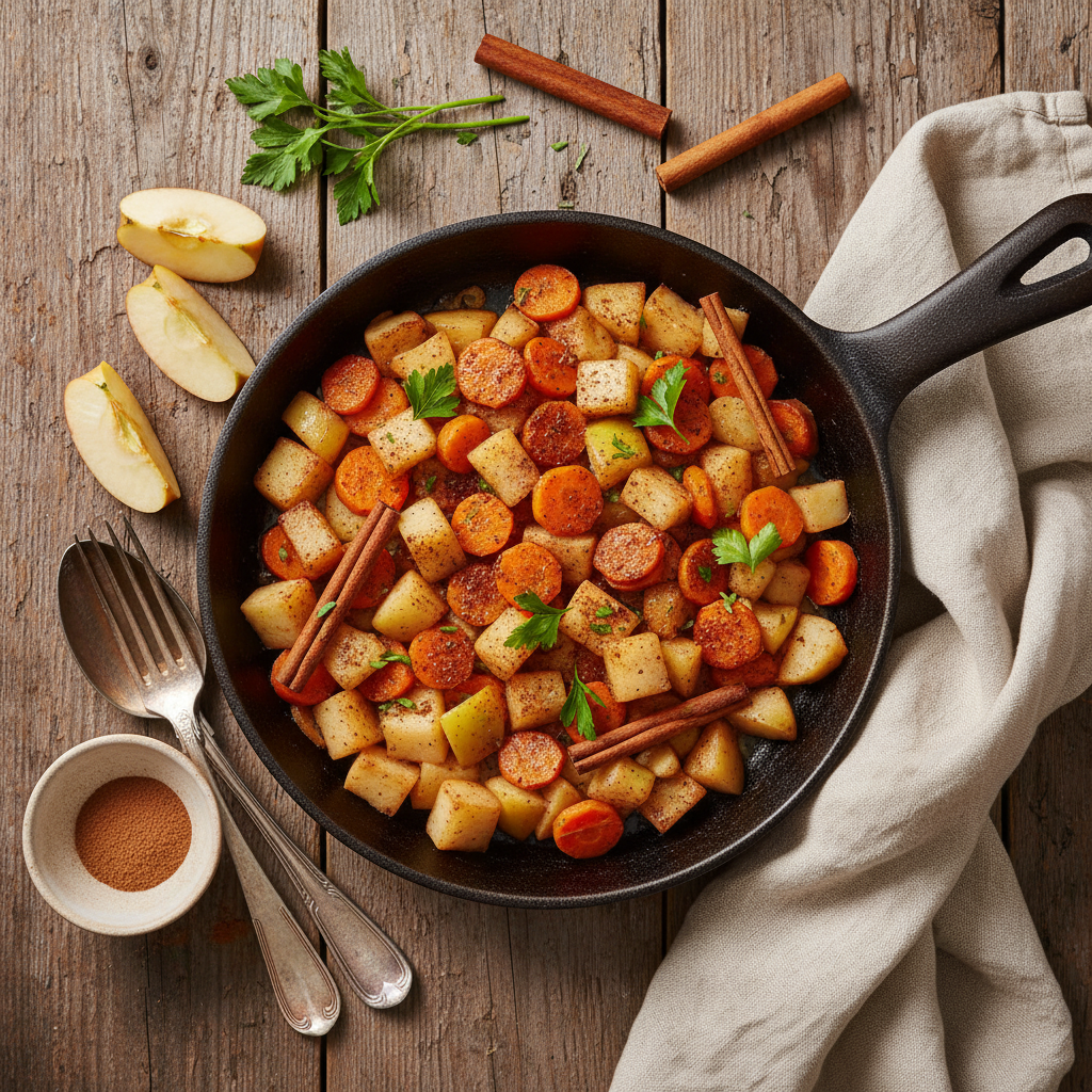 Poêlée de pommes et carottes à la cannelle