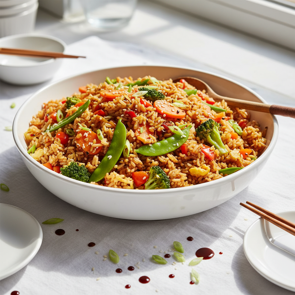 Riz Sauté aux Œufs et Légumes