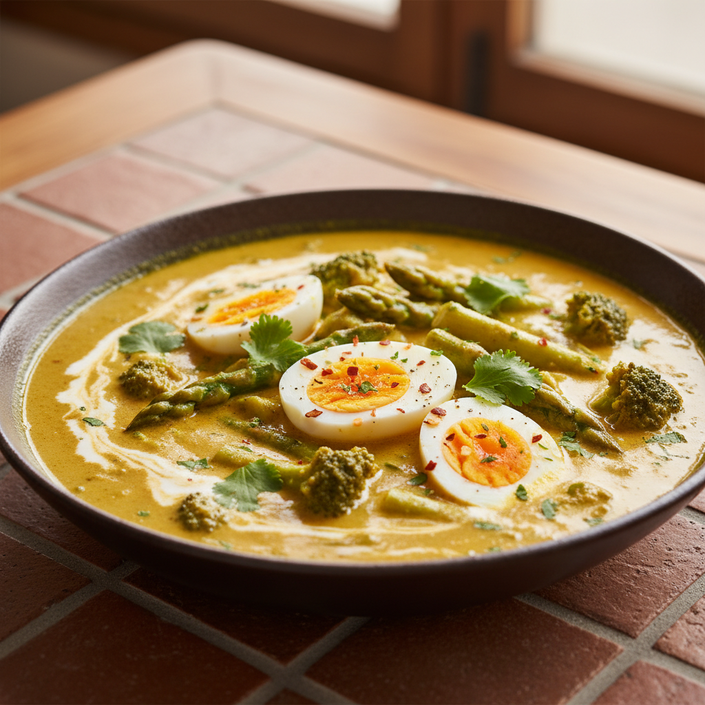 Curry de Brocoli-Asperges aux Œufs