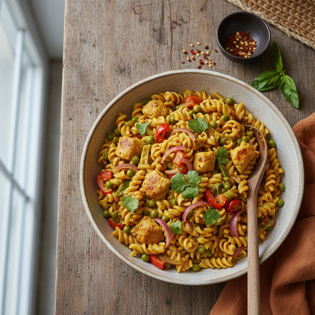Pâtes au Curry et Poulet