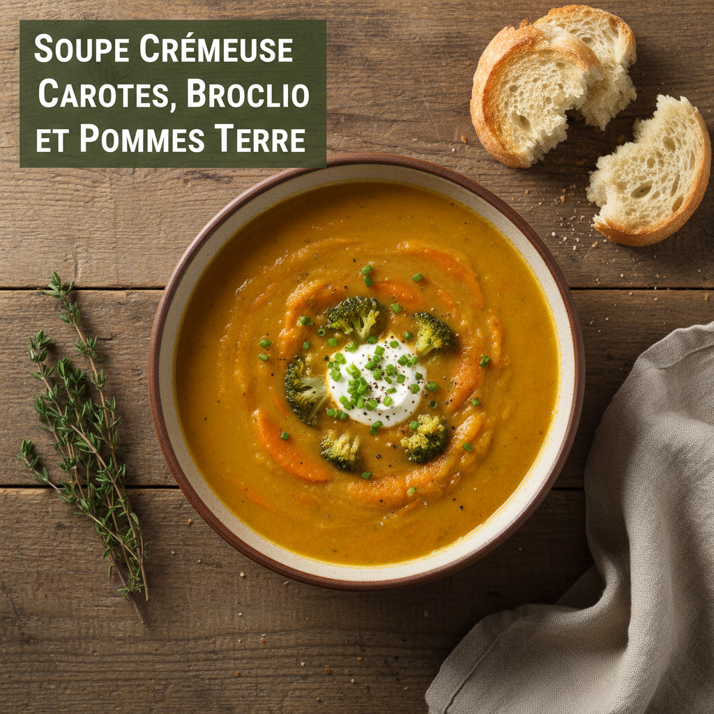Soupe Crémeuse Carottes, Brocoli et Pommes de Terre