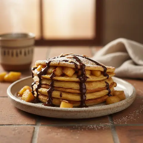 Crêpes mit Äpfeln und Schokolade