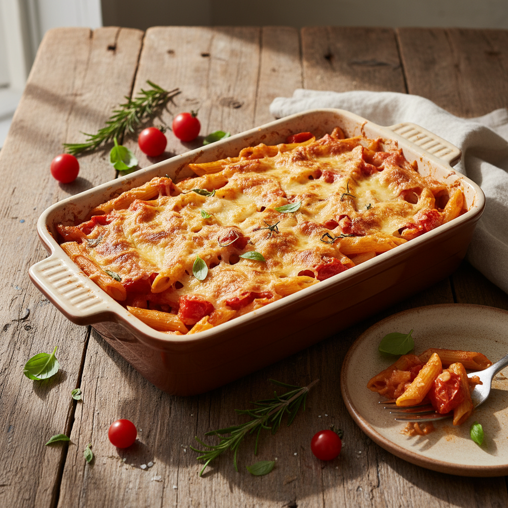 Gratin de Penne aux Tomates et Gruyère
