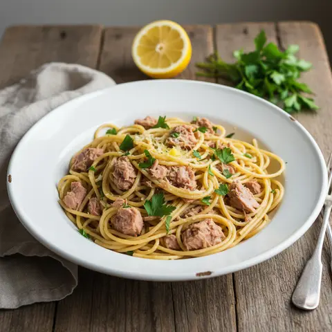Spaghetti mit Thunfisch und Olivenöl