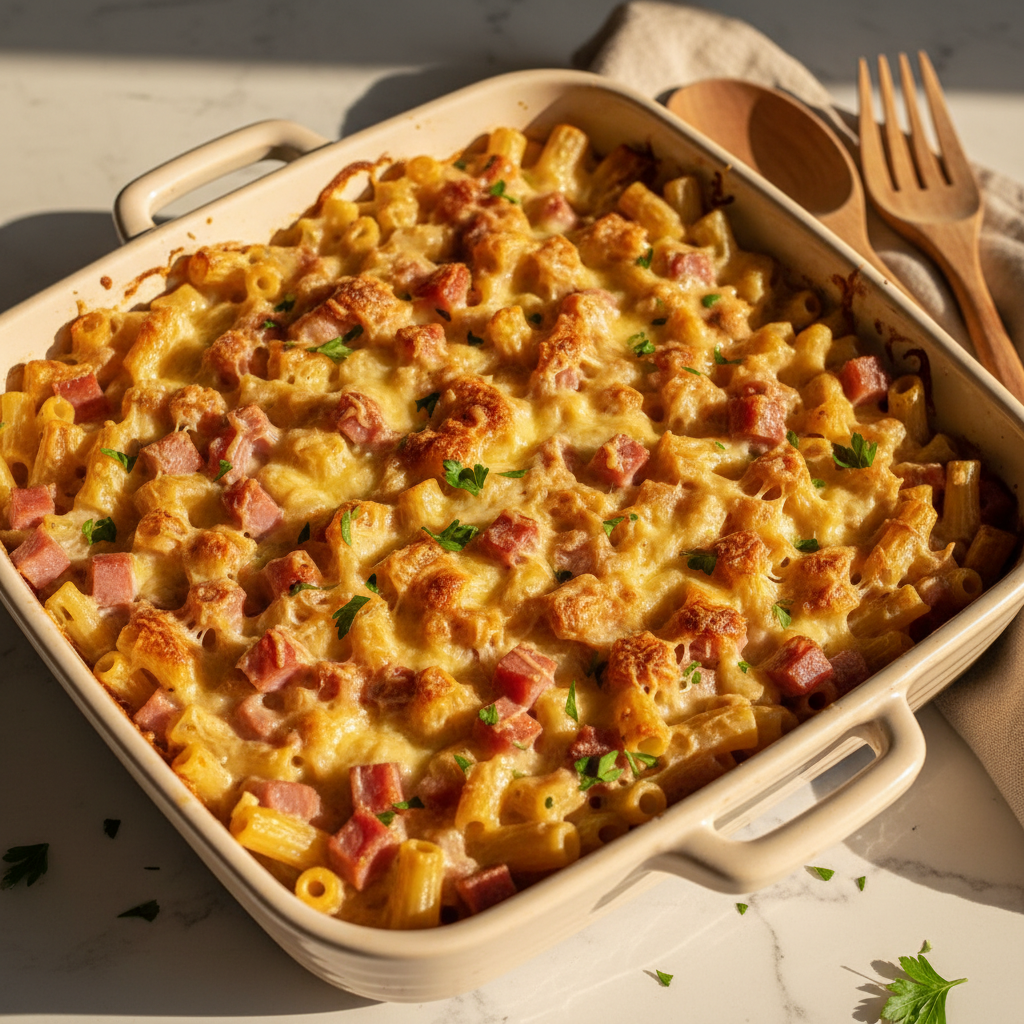 Pâtes Gratinées au Jambon et Gruyère